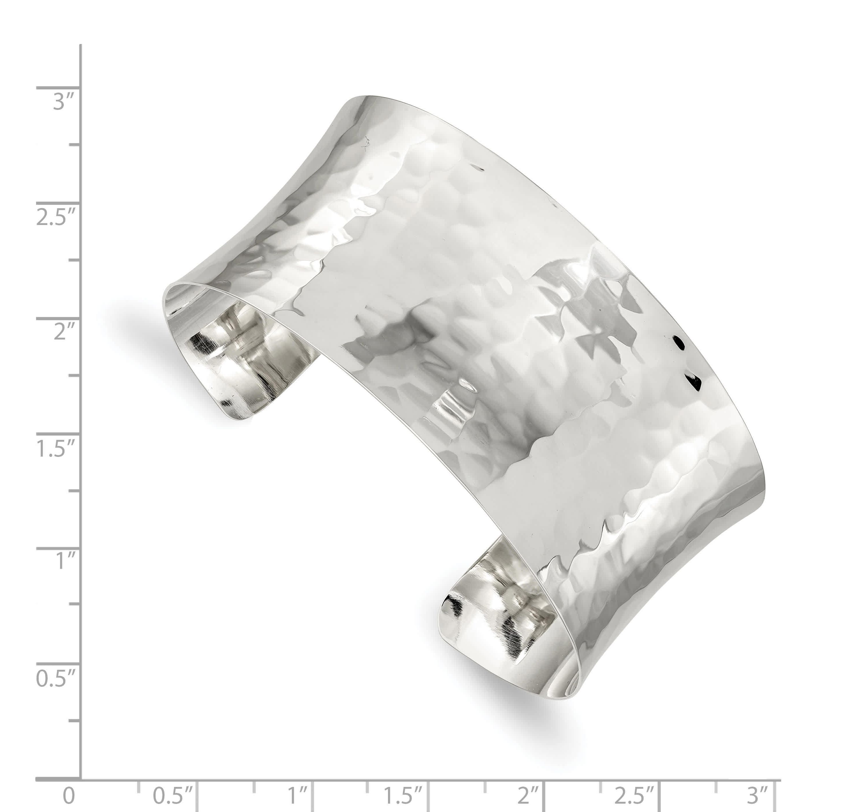 Sterling Silver 30mm Hammered Cuff Bangle