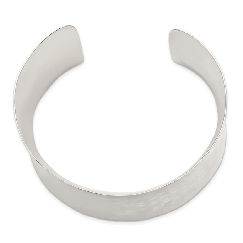 Sterling Silver 39.5mm Hammered Cuff Bangle
