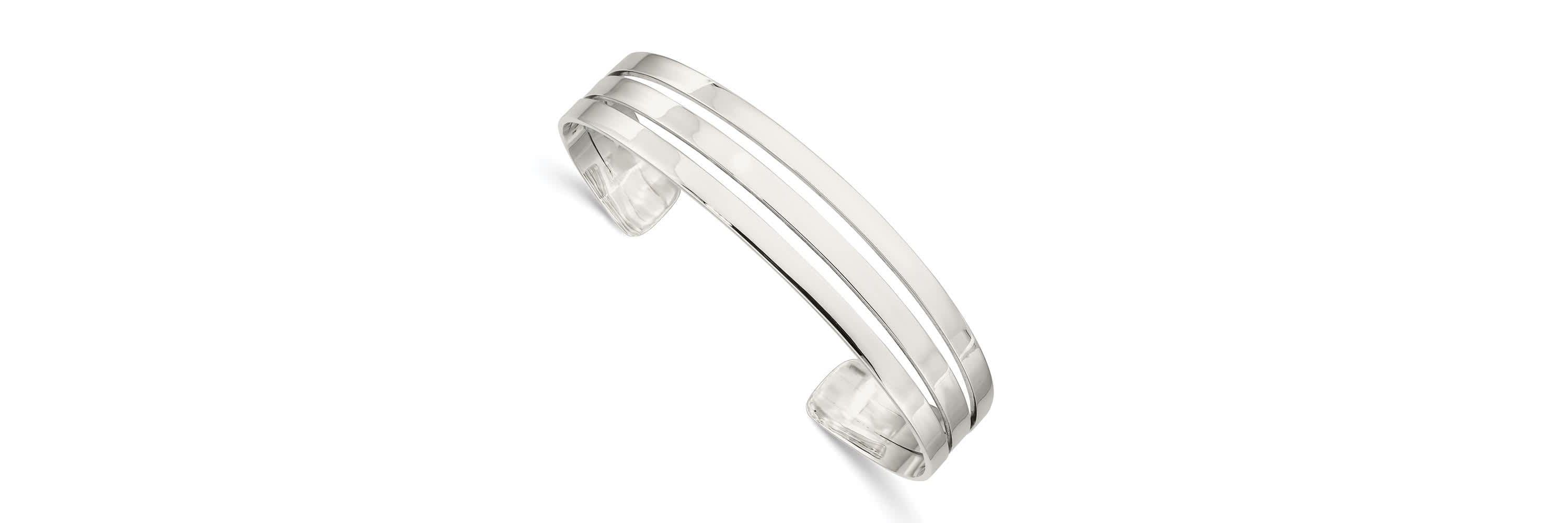 Sterling Silver Polished Cuff Bangle