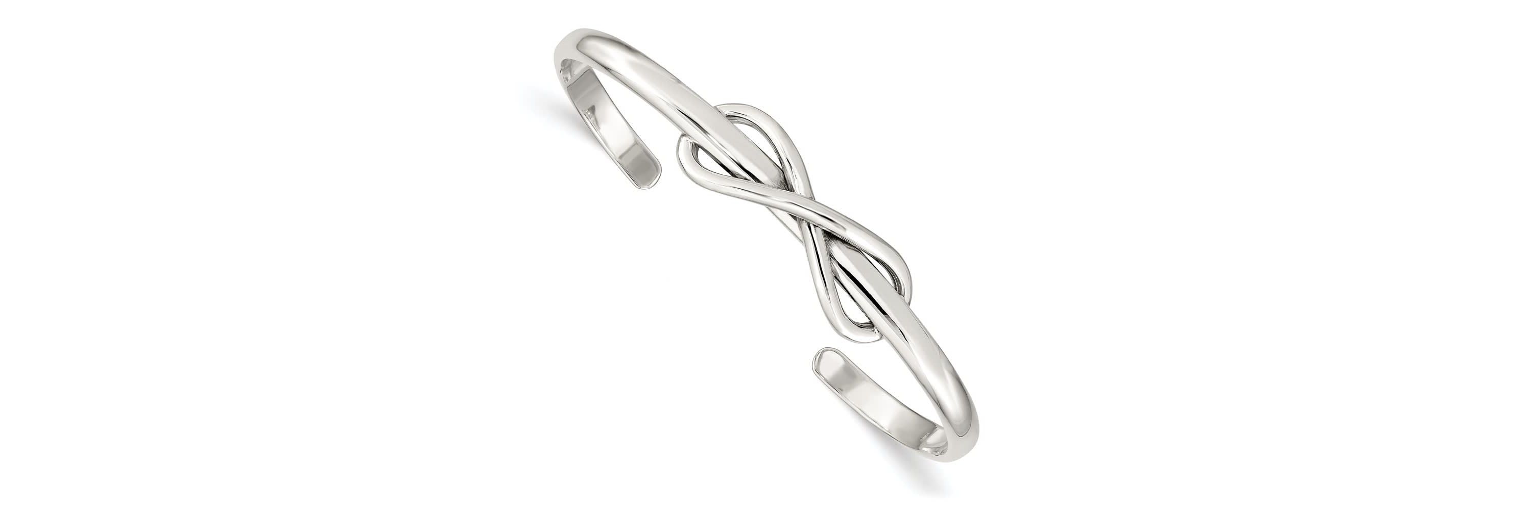 Sterling Silver Polished Infinity Cuff Bangle