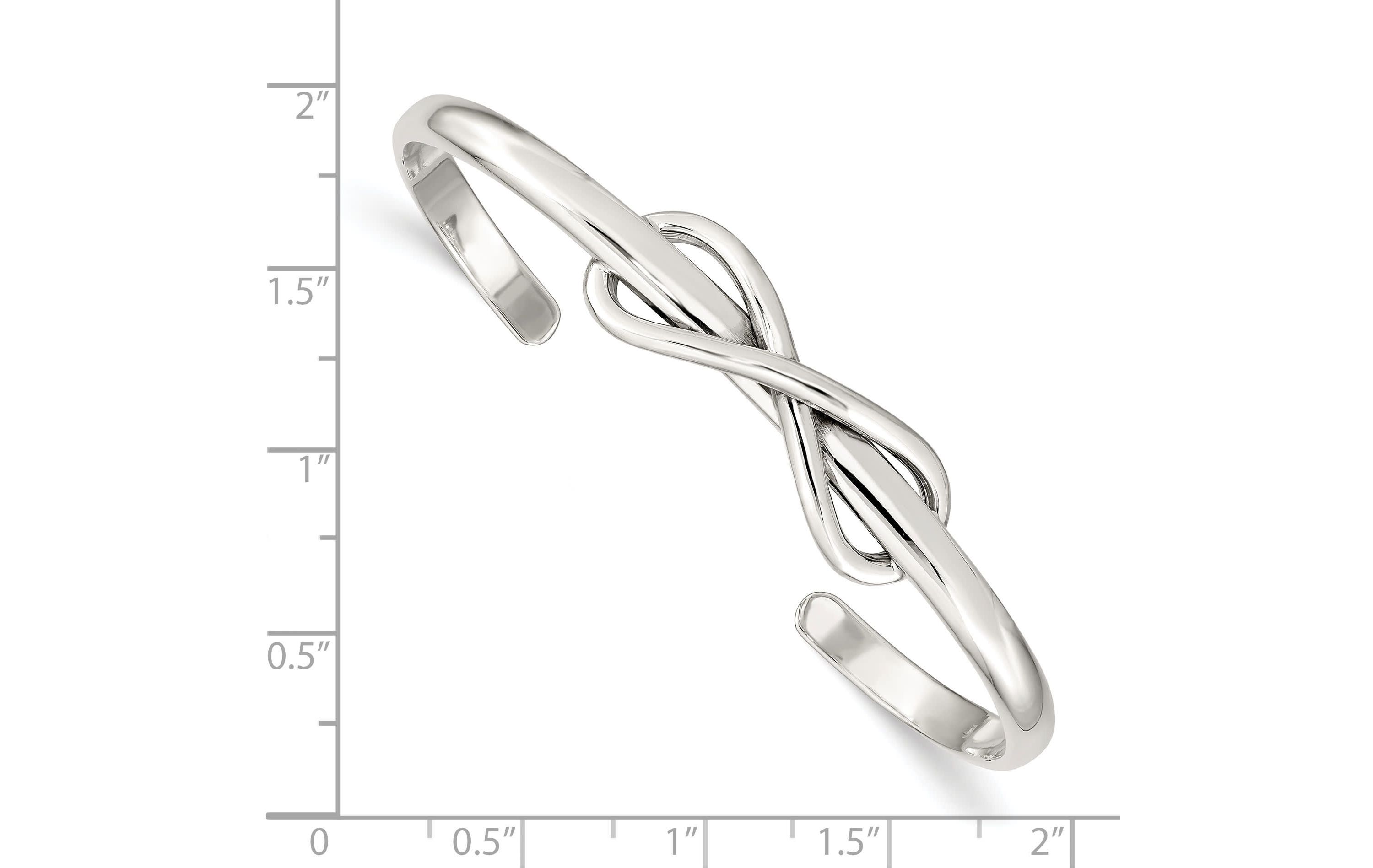 Sterling Silver Polished Infinity Cuff Bangle