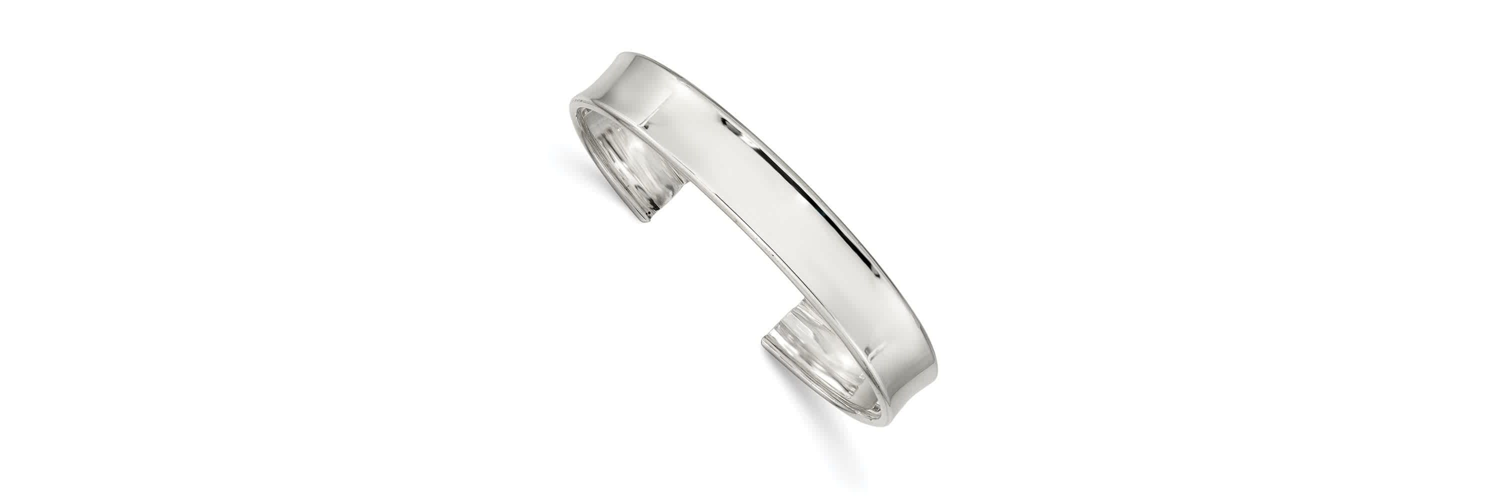 Sterling Silver 10mm Polished Cuff Bangle