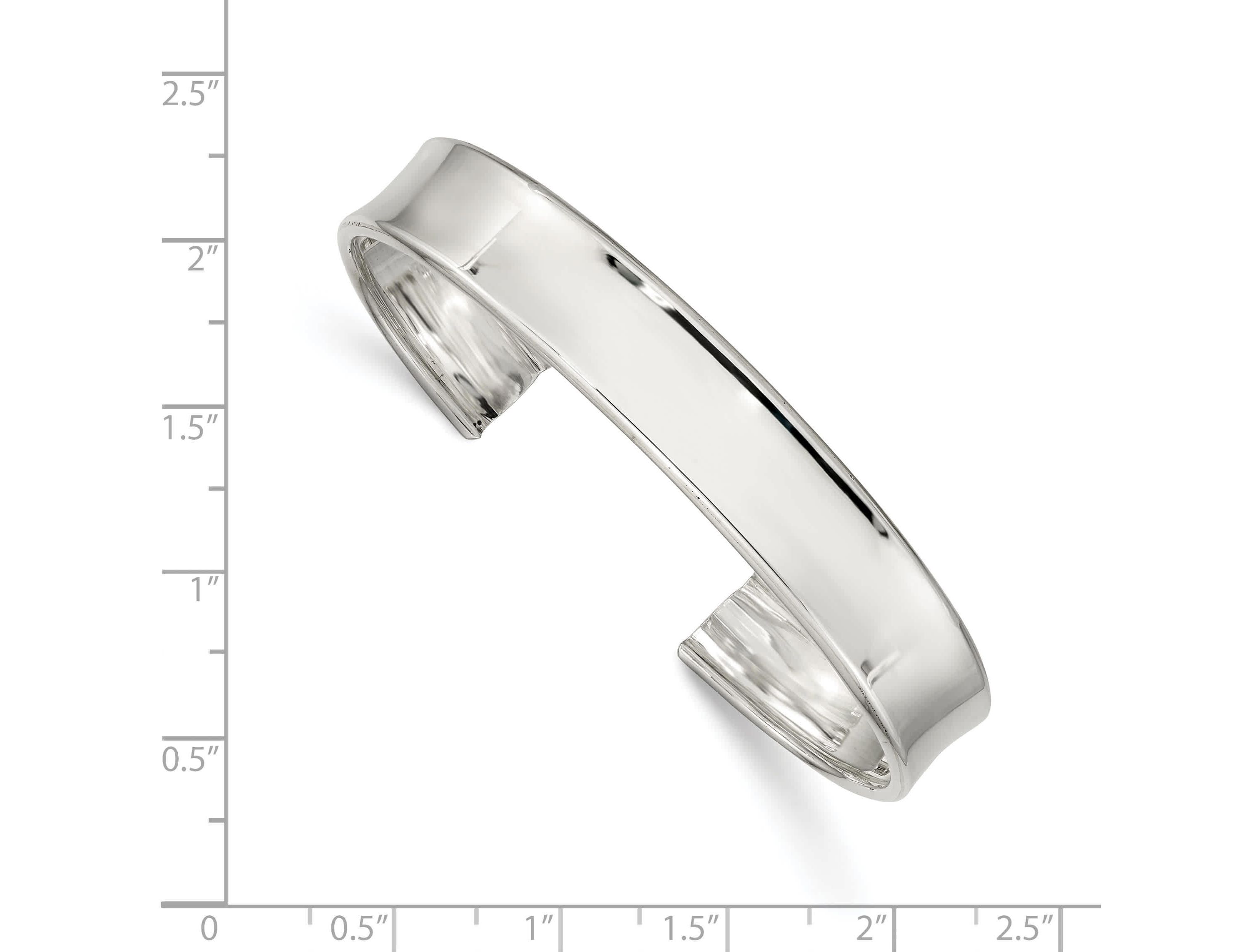 Sterling Silver 10mm Polished Cuff Bangle