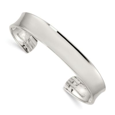 Luxury Giftware by Jere Sterling Silver Concave Cuff Bangle, White, 7 in