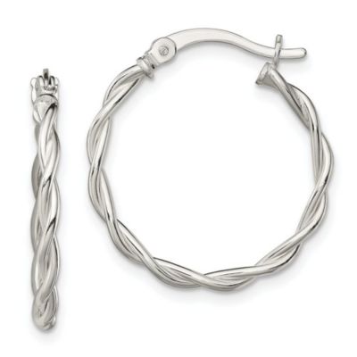 Luxury Giftware by Jere Sterling Silver Polished Braided Hoop Earrings