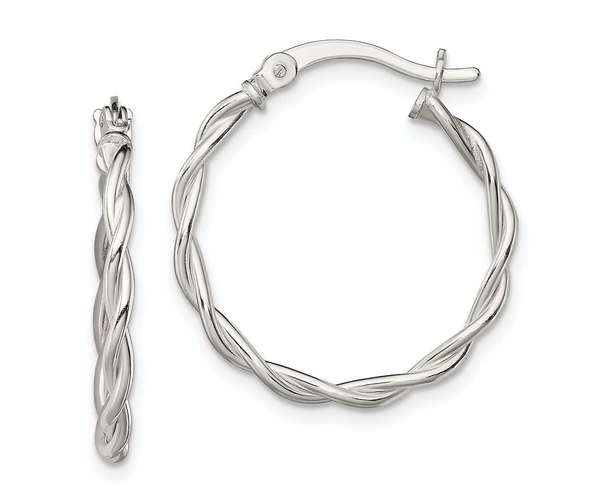 Sterling Silver Polished Braided Hoop Earrings