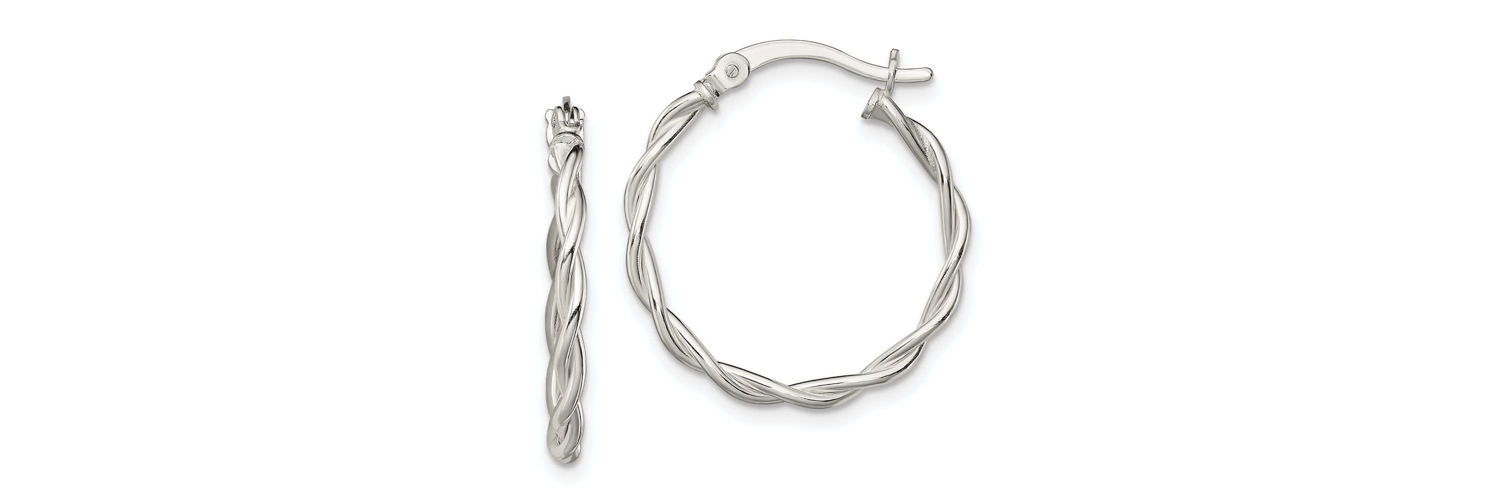 Sterling Silver Polished Braided Hoop Earrings