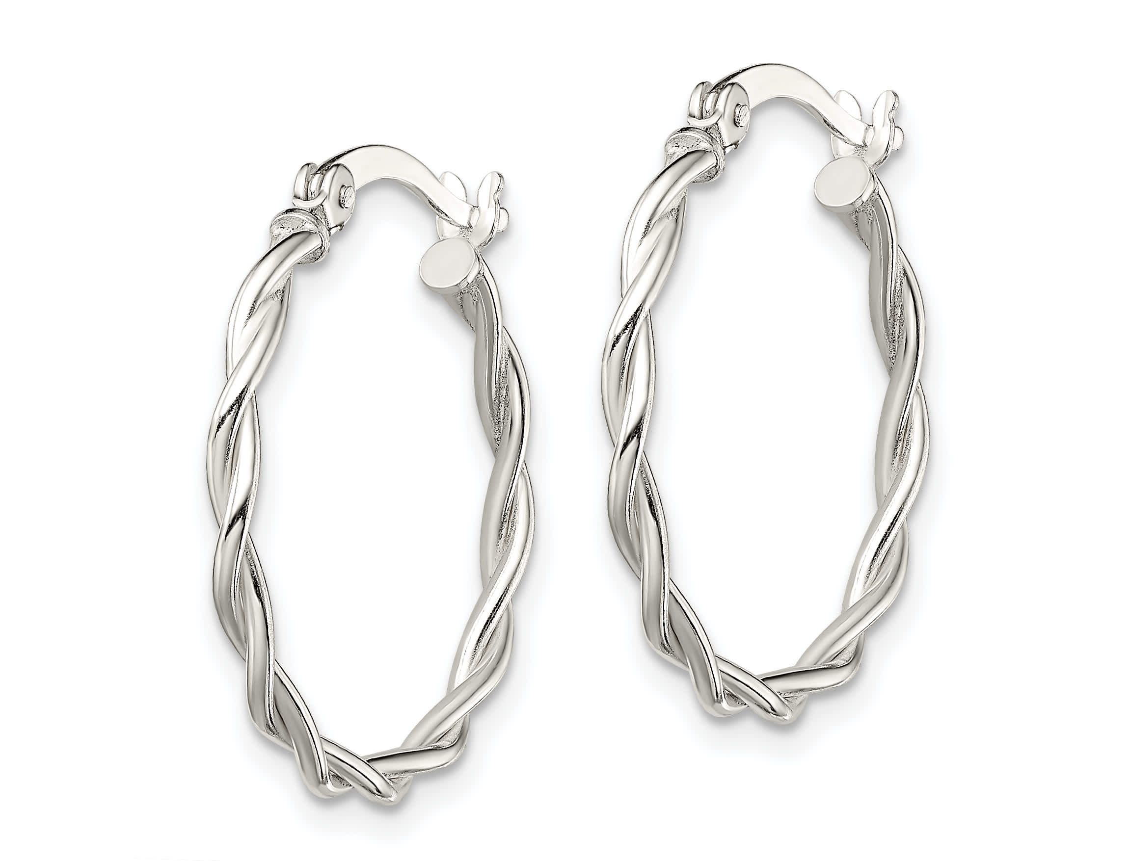 Sterling Silver Polished Braided Hoop Earrings