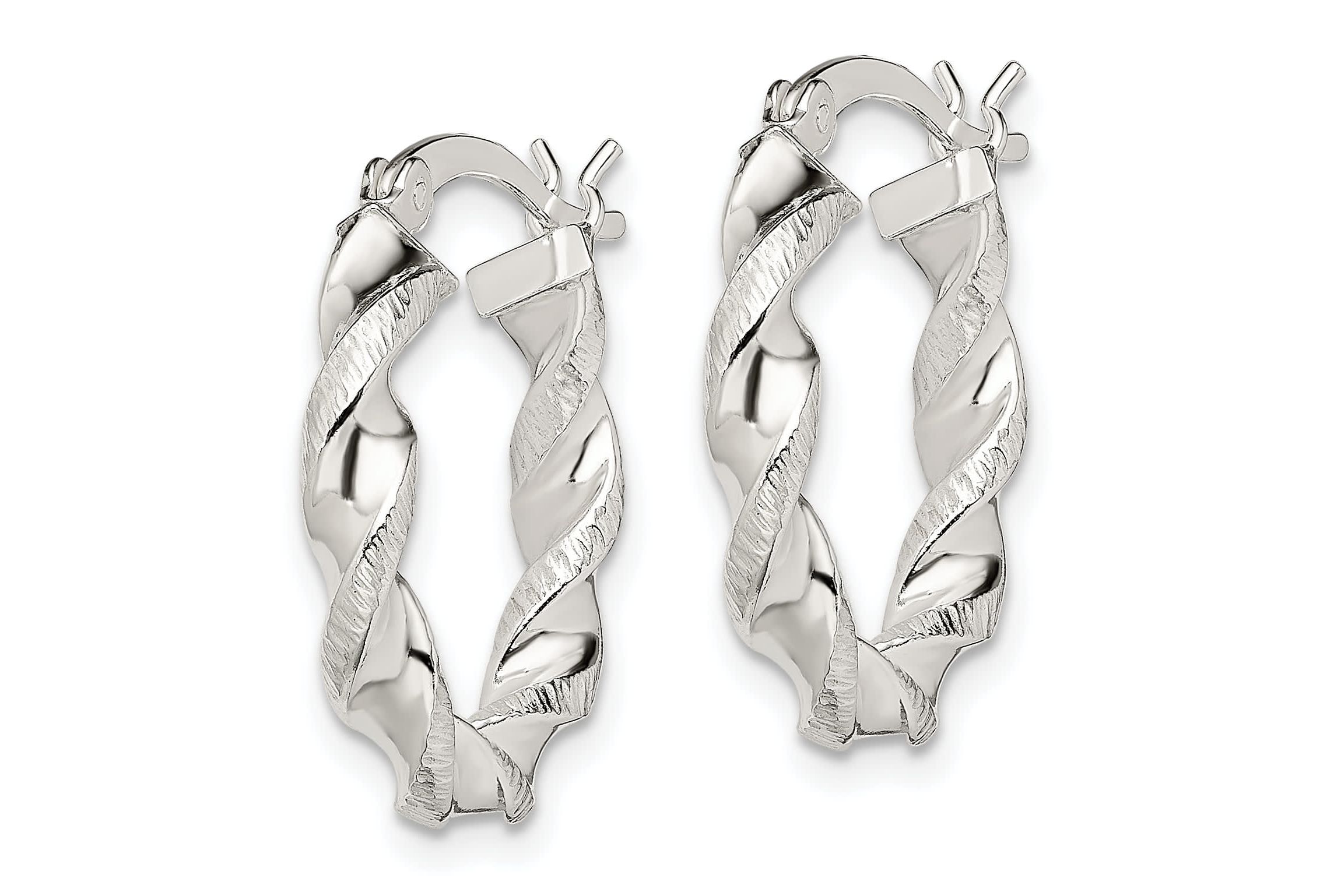 Sterling Silver Twisted and Textured Hoop Earrings