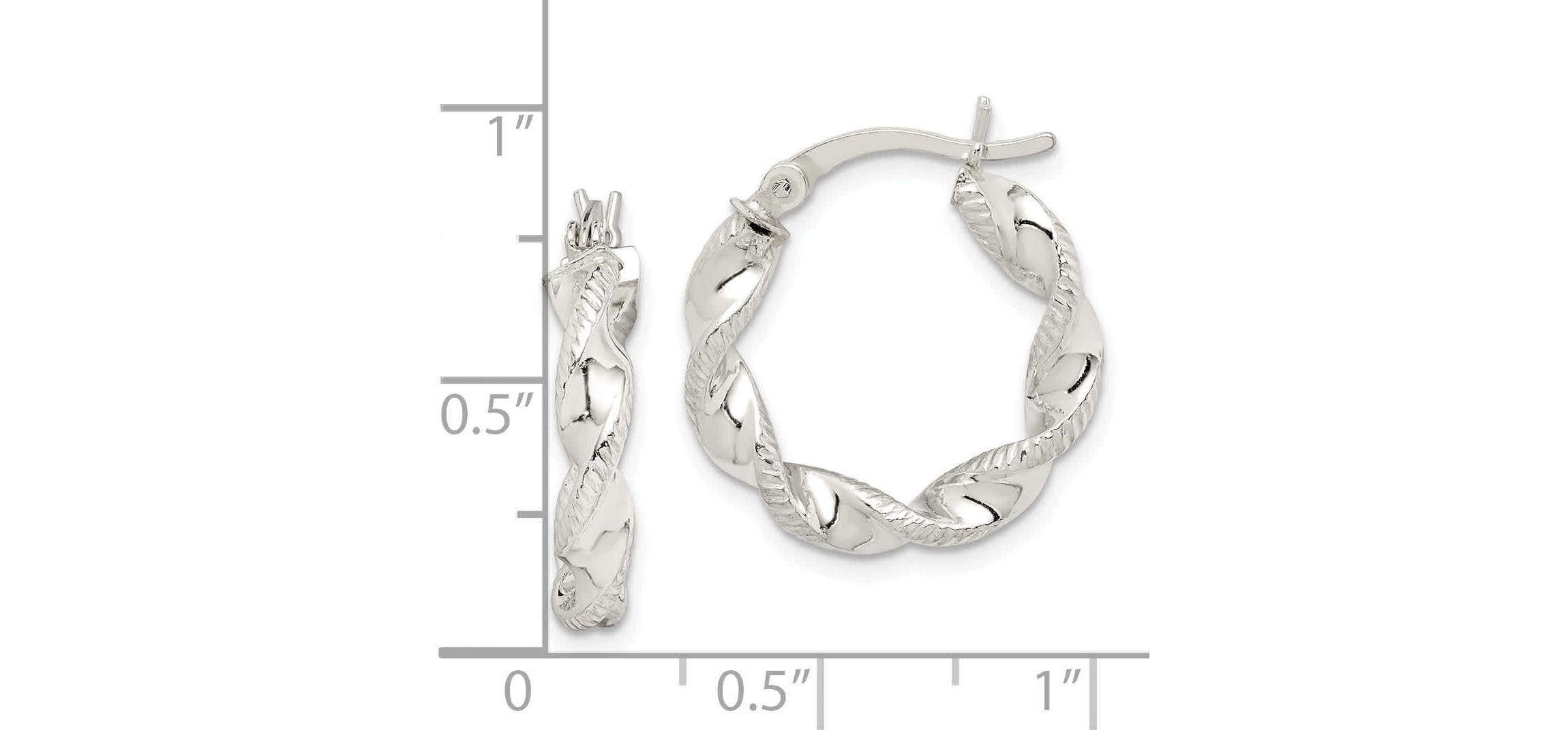 Sterling Silver Twisted and Textured Hoop Earrings