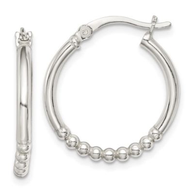 Luxury Giftware by Jere Sterling Silver Beaded Hoop Earrings
