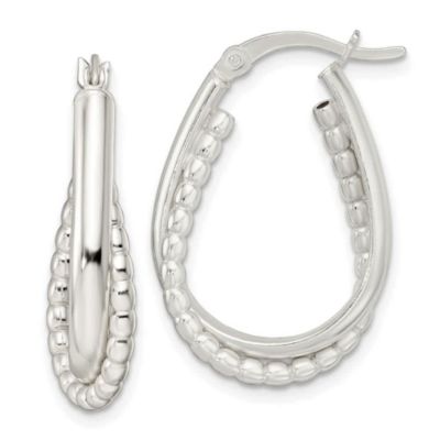 Luxury Giftware by Jere Sterling Silver Rhodium-plated Polished Double Oval Hoop Earrings