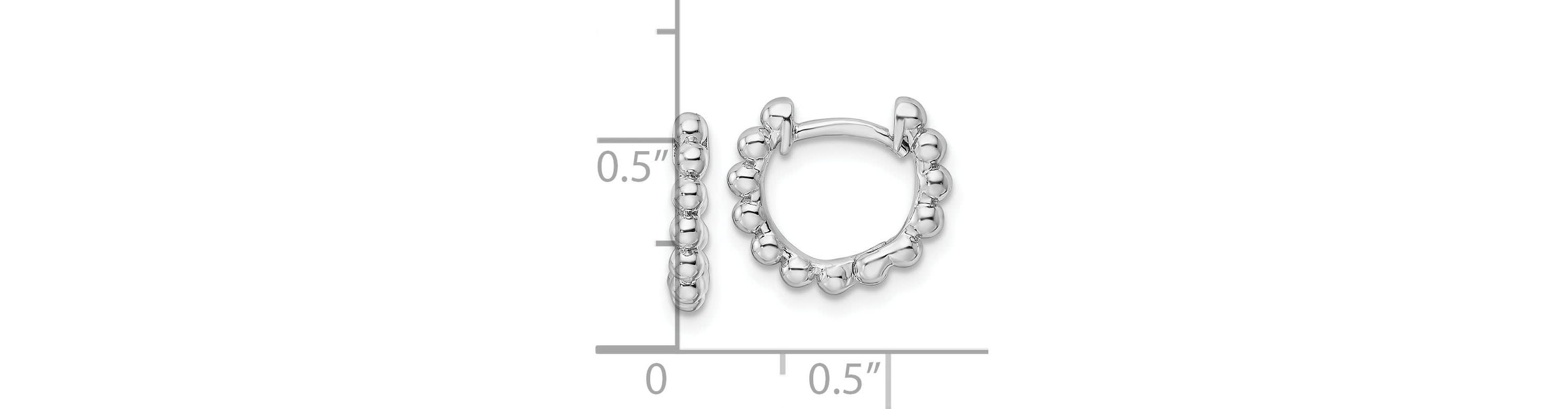 Sterling Silver Rhodium-plated Beaded Hoop Earrings
