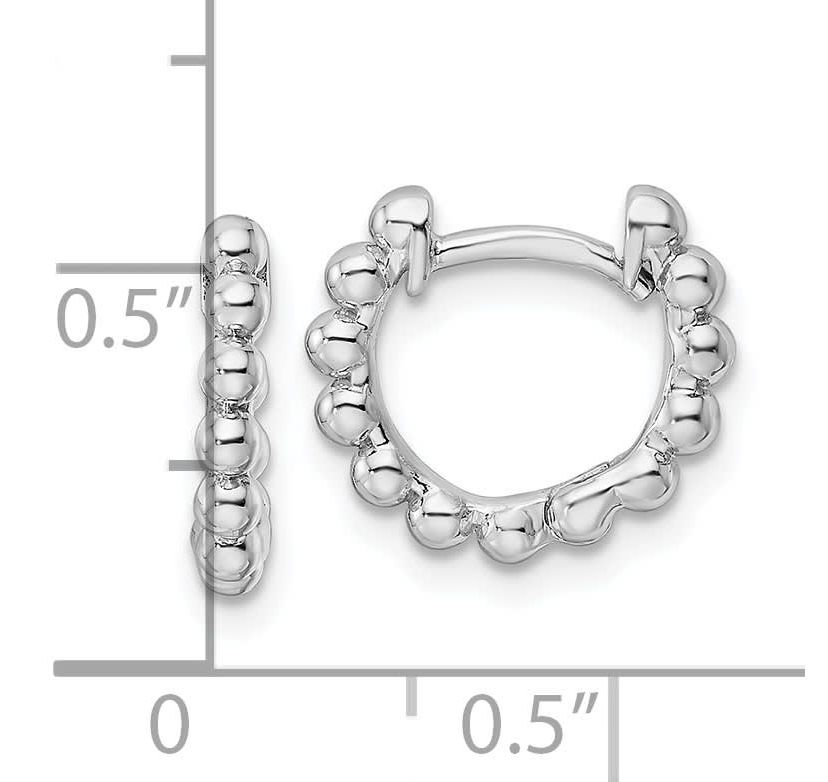 Sterling Silver Rhodium-plated Beaded Hoop Earrings