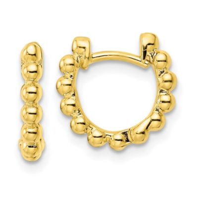 Luxury Giftware by Jere Sterling Silver Gold-tone Polished Beaded Hoop Earrings