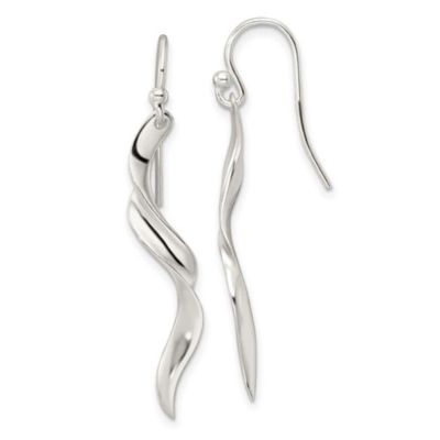 Luxury Giftware by Jere Sterling Silver Polished Twisted Dangle Earrings, White