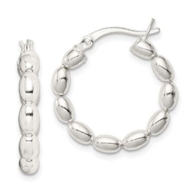 Luxury Giftware by Jere Sterling Silver Polished Beaded Hoop Earrings