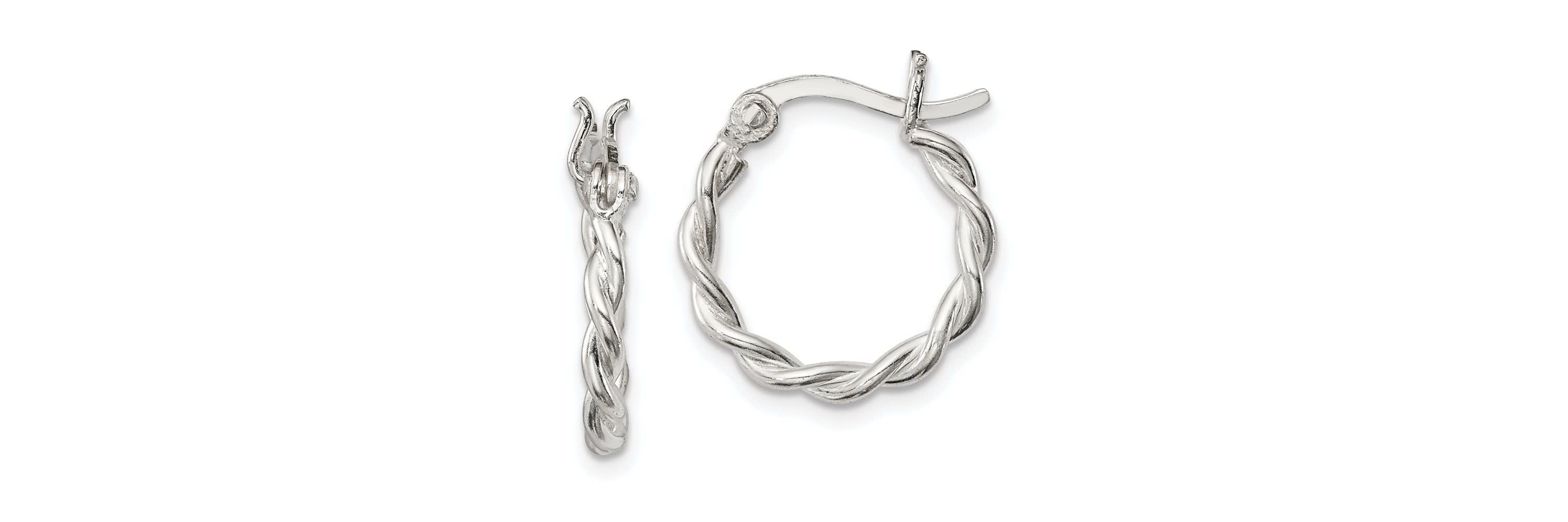 Sterling Silver Satin Twisted 2mm Hoop Earrings