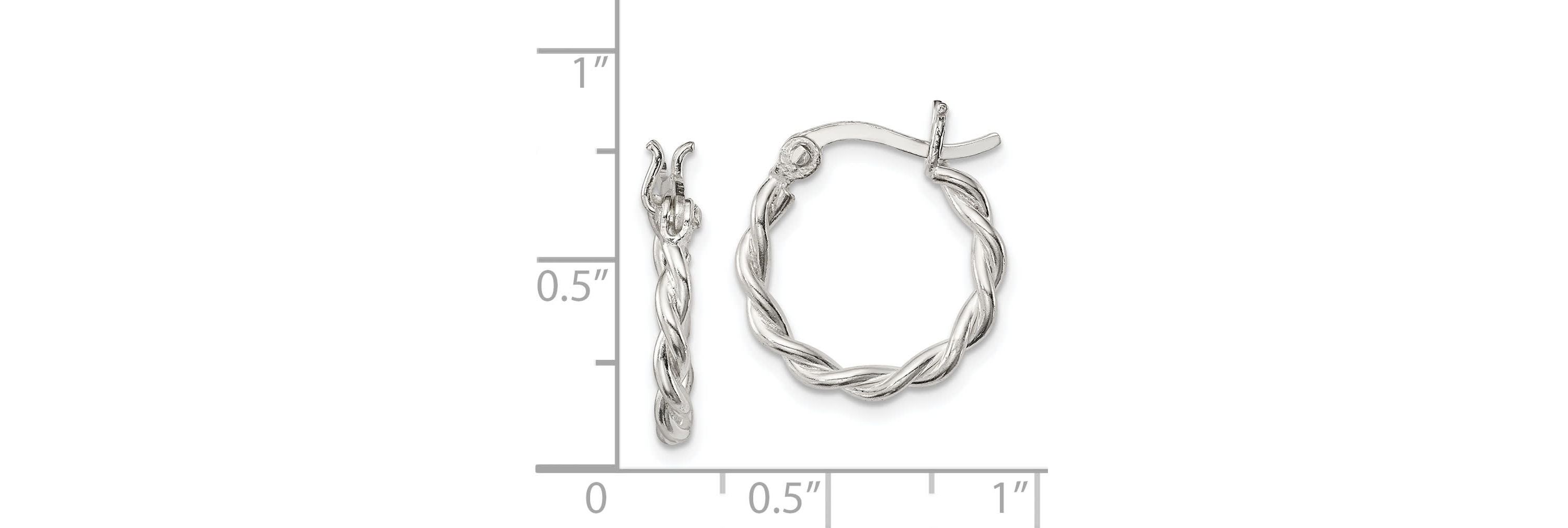 Sterling Silver Satin Twisted 2mm Hoop Earrings