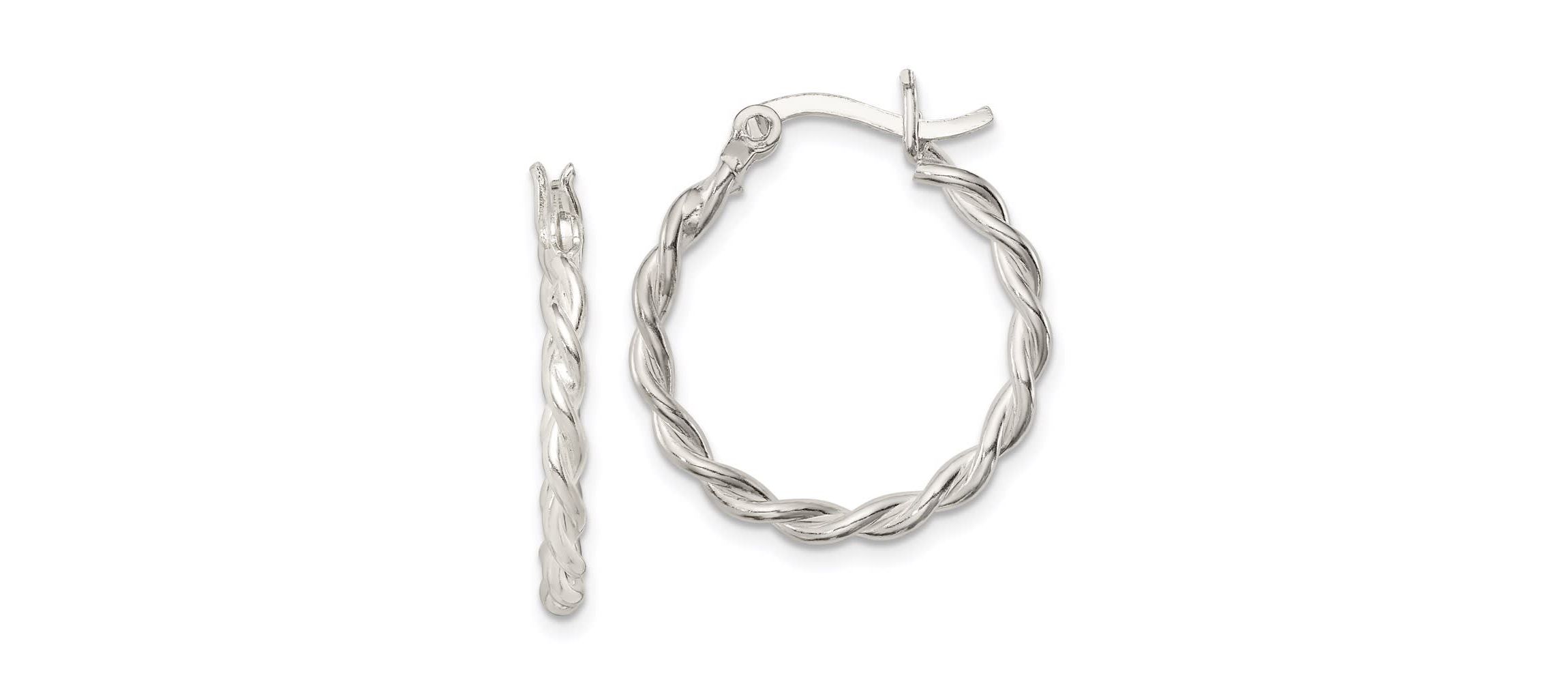 Sterling Silver Twisted 2mm Hoop Earrings