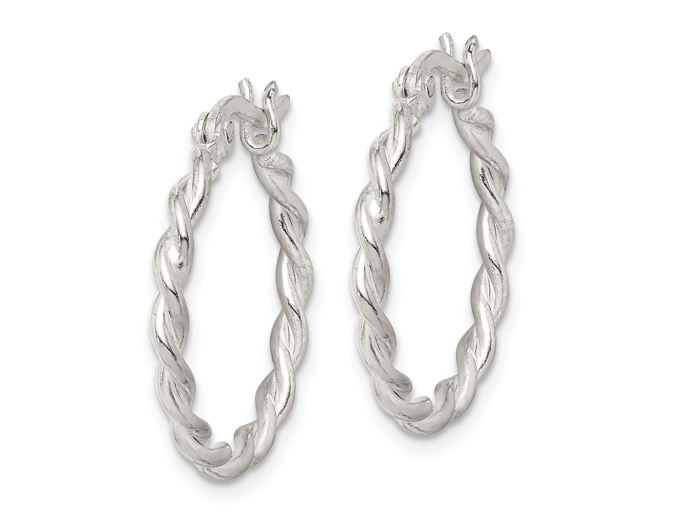 Sterling Silver Twisted 2mm Hoop Earrings