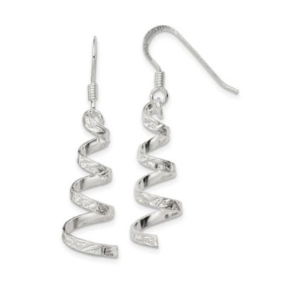 Luxury Giftware by Jere Sterling Silver Polished and Textured Twisted Dangle Earrings, White