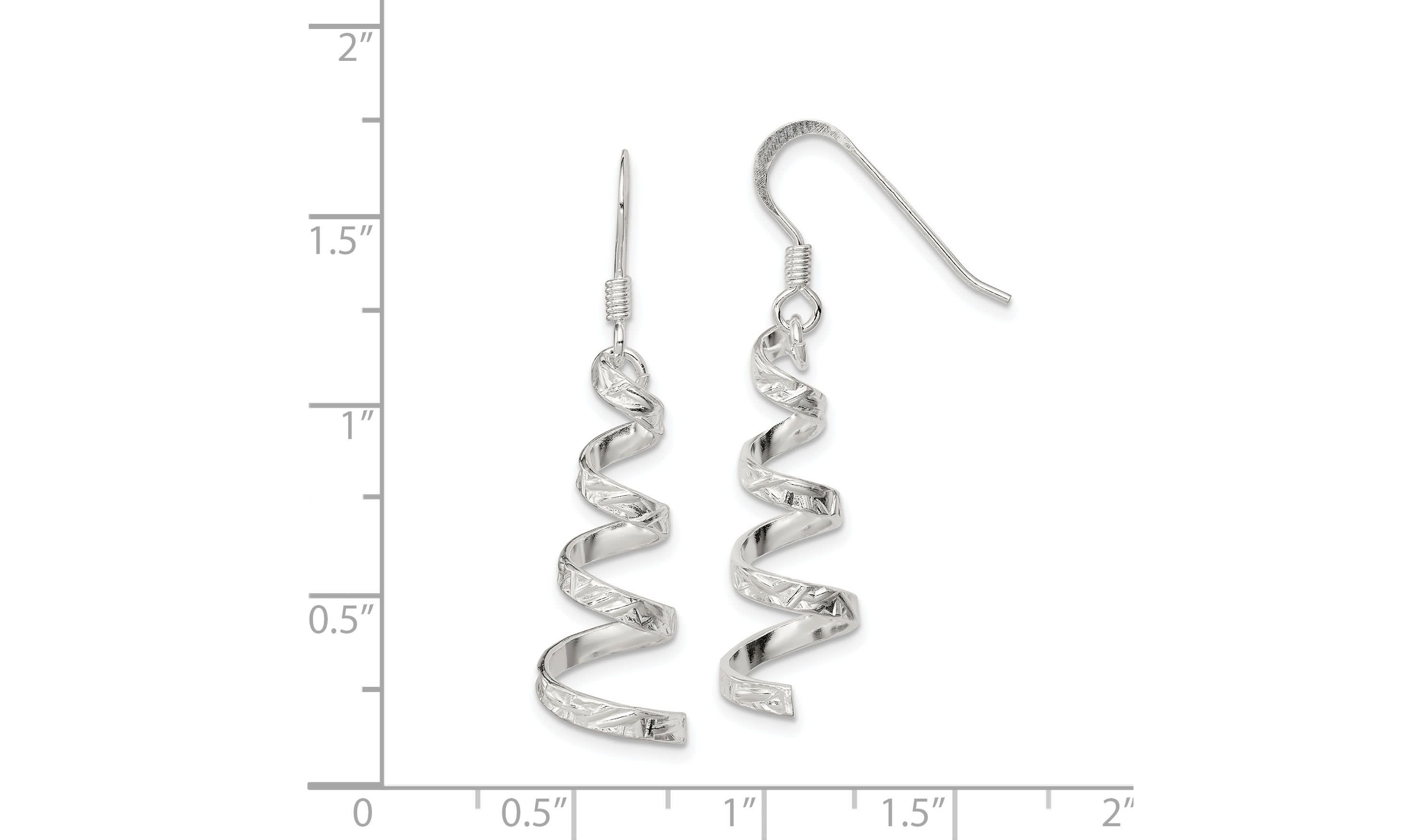 Sterling Silver Polished and Textured Twisted Dangle Earrings