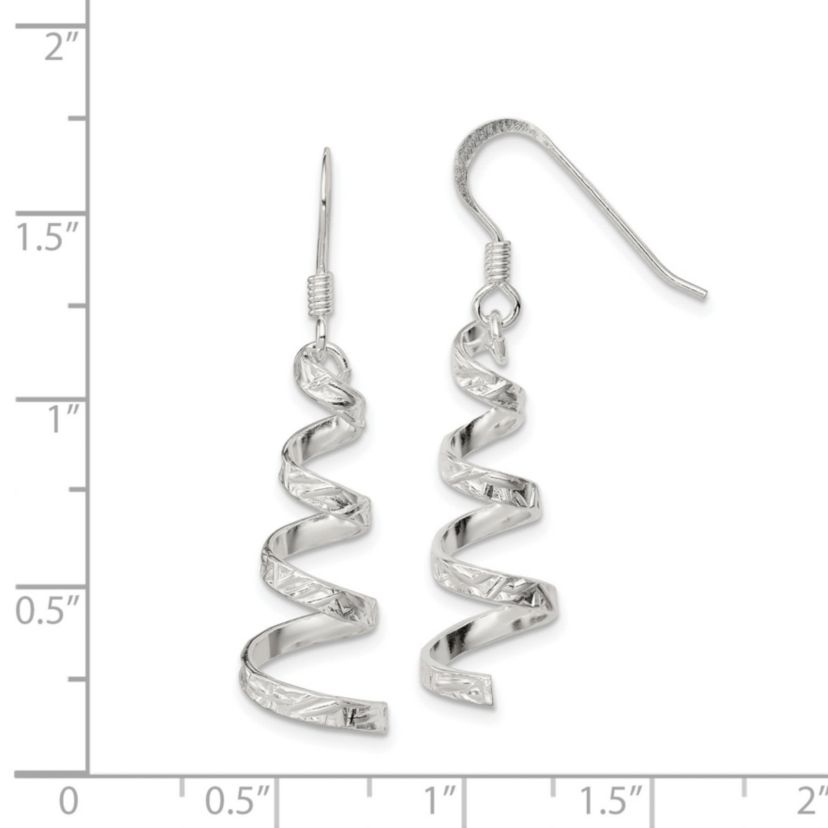 Sterling Silver Polished and Textured Twisted Dangle Earrings