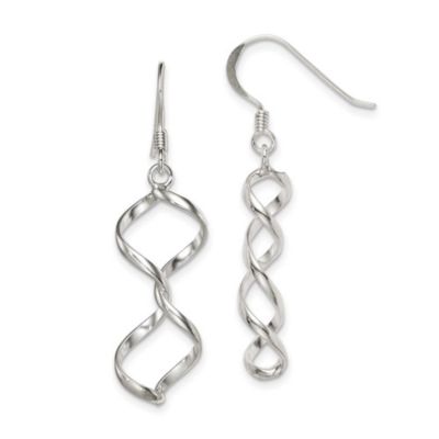 Luxury Giftware by Jere Sterling Silver Polished Fancy Twisted Dangle Earrings, White