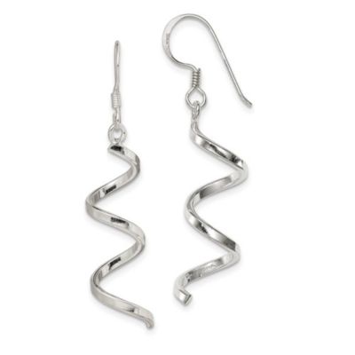 Luxury Giftware by Jere Sterling Silver Polished Fancy Twisted Spiral Dangle Earrings, White