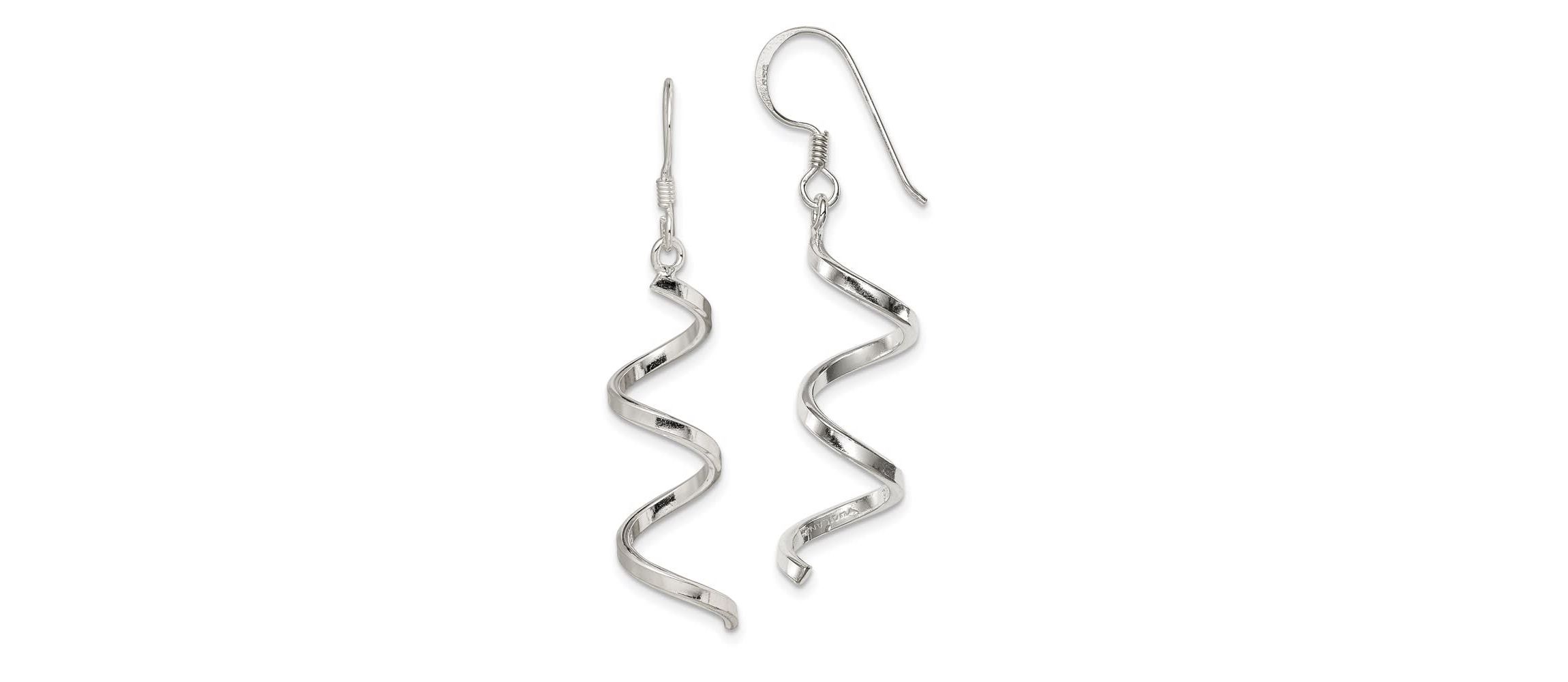 Sterling Silver Polished Fancy Twisted Spiral Dangle Earrings