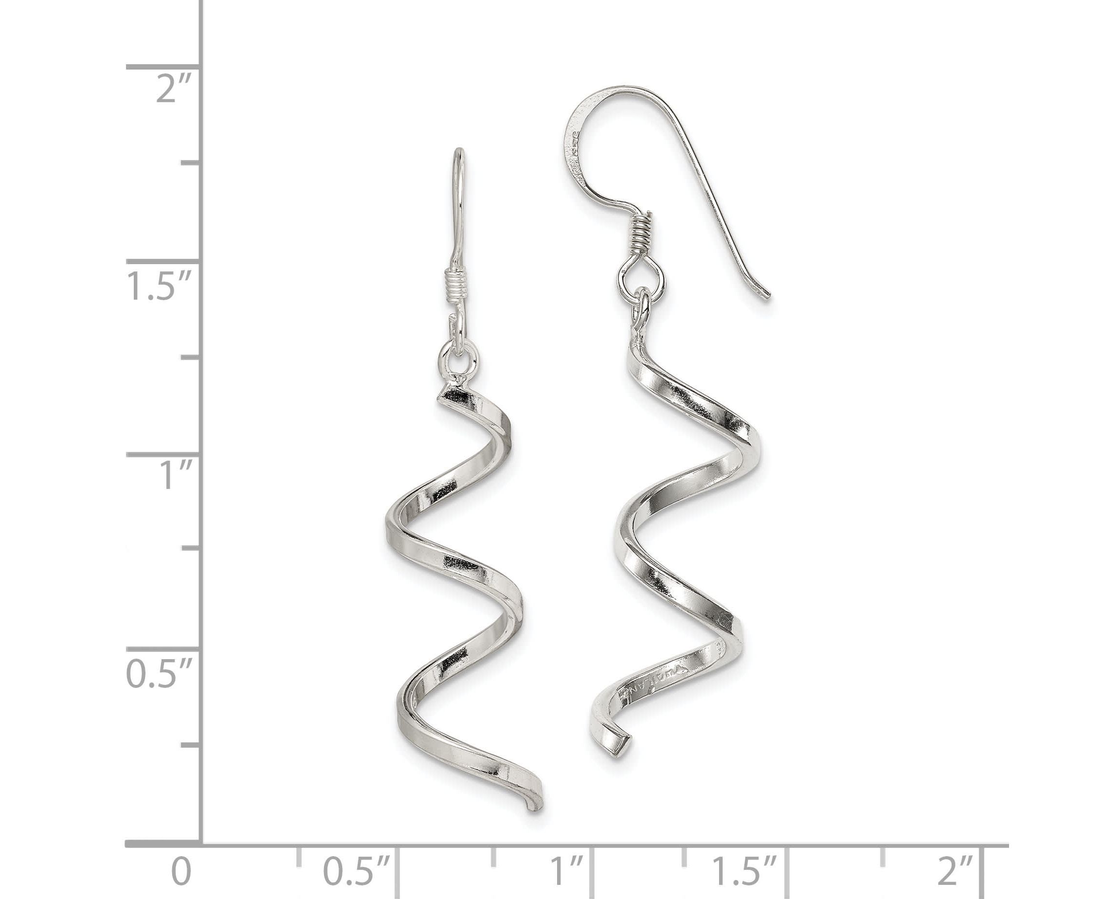 Sterling Silver Polished Fancy Twisted Spiral Dangle Earrings