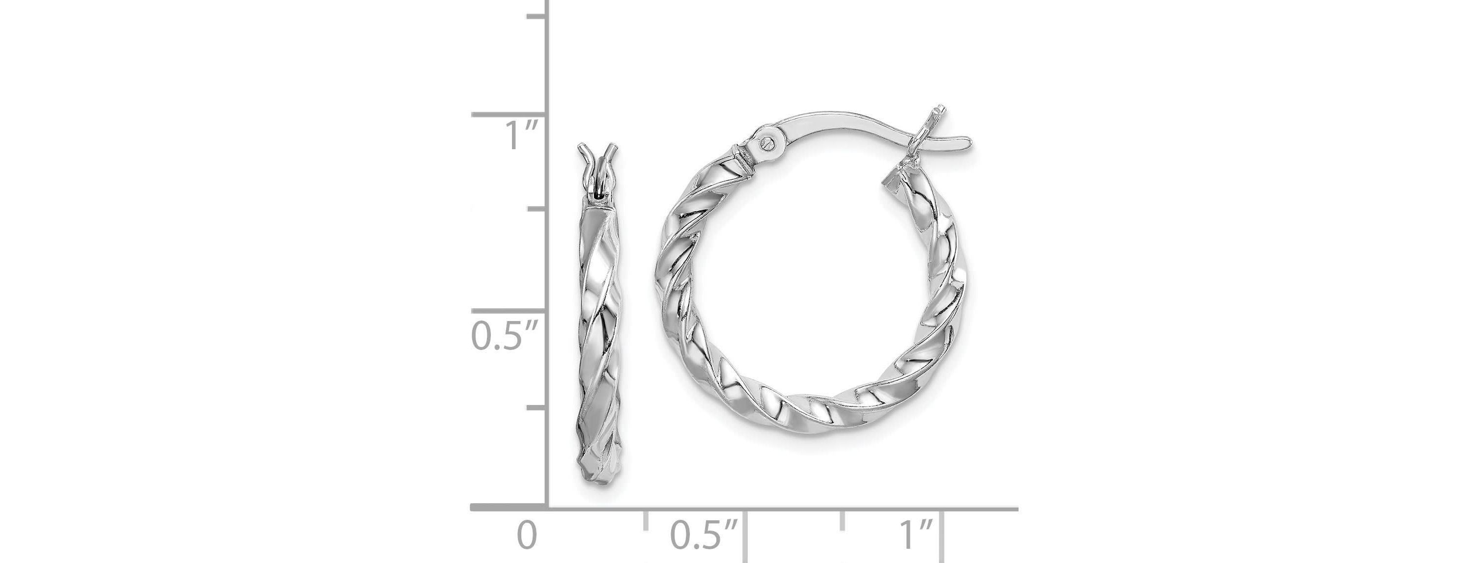 Sterling Silver Rhodium-plated Twisted 3x20mm Hoop Earrings