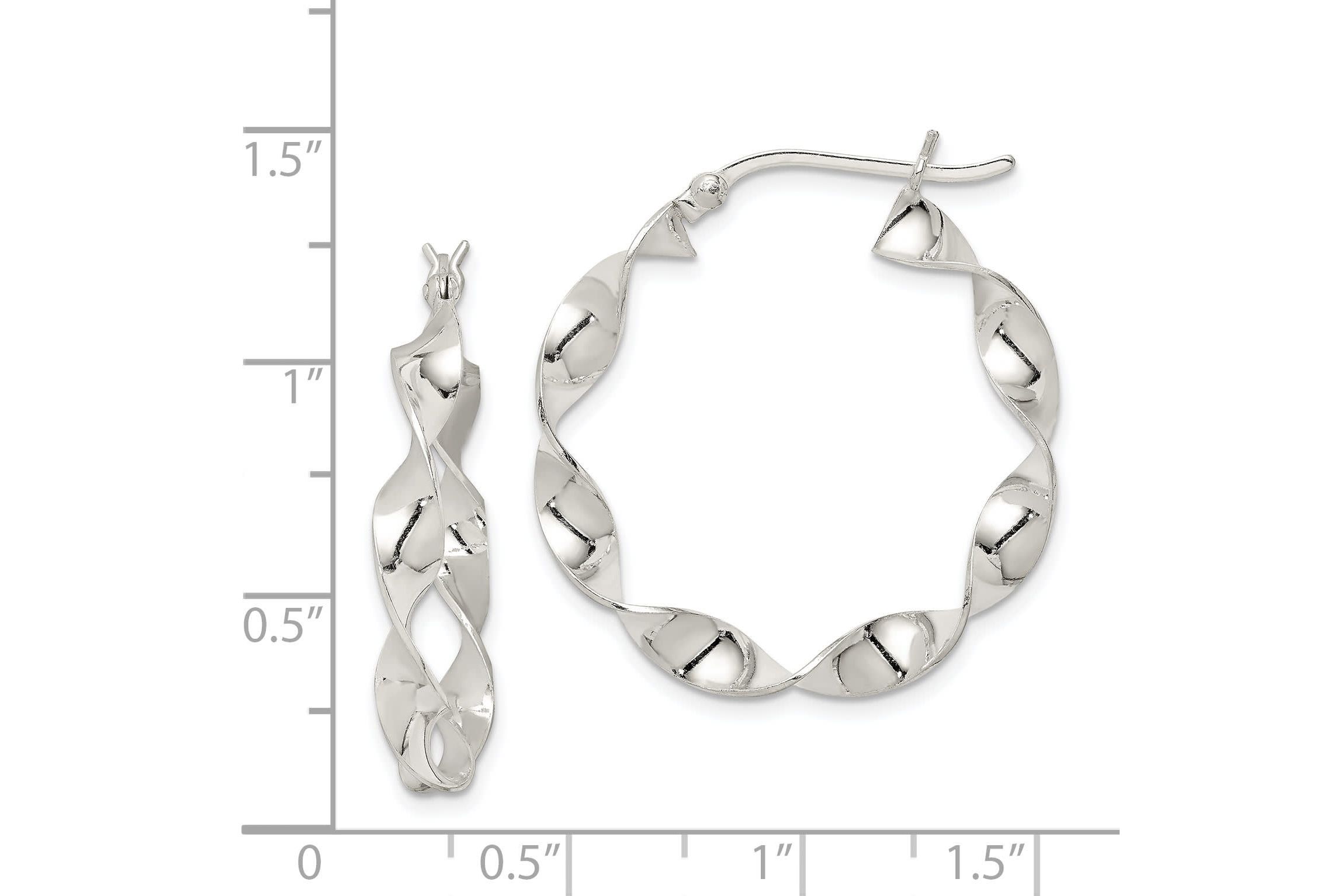 Sterling Silver Twisted 4x30mm Hoop Earrings