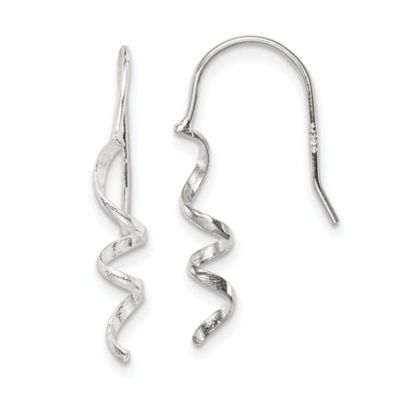 Luxury Giftware by Jere Sterling Silver Polished and Textured Spiral Dangle Earrings, White