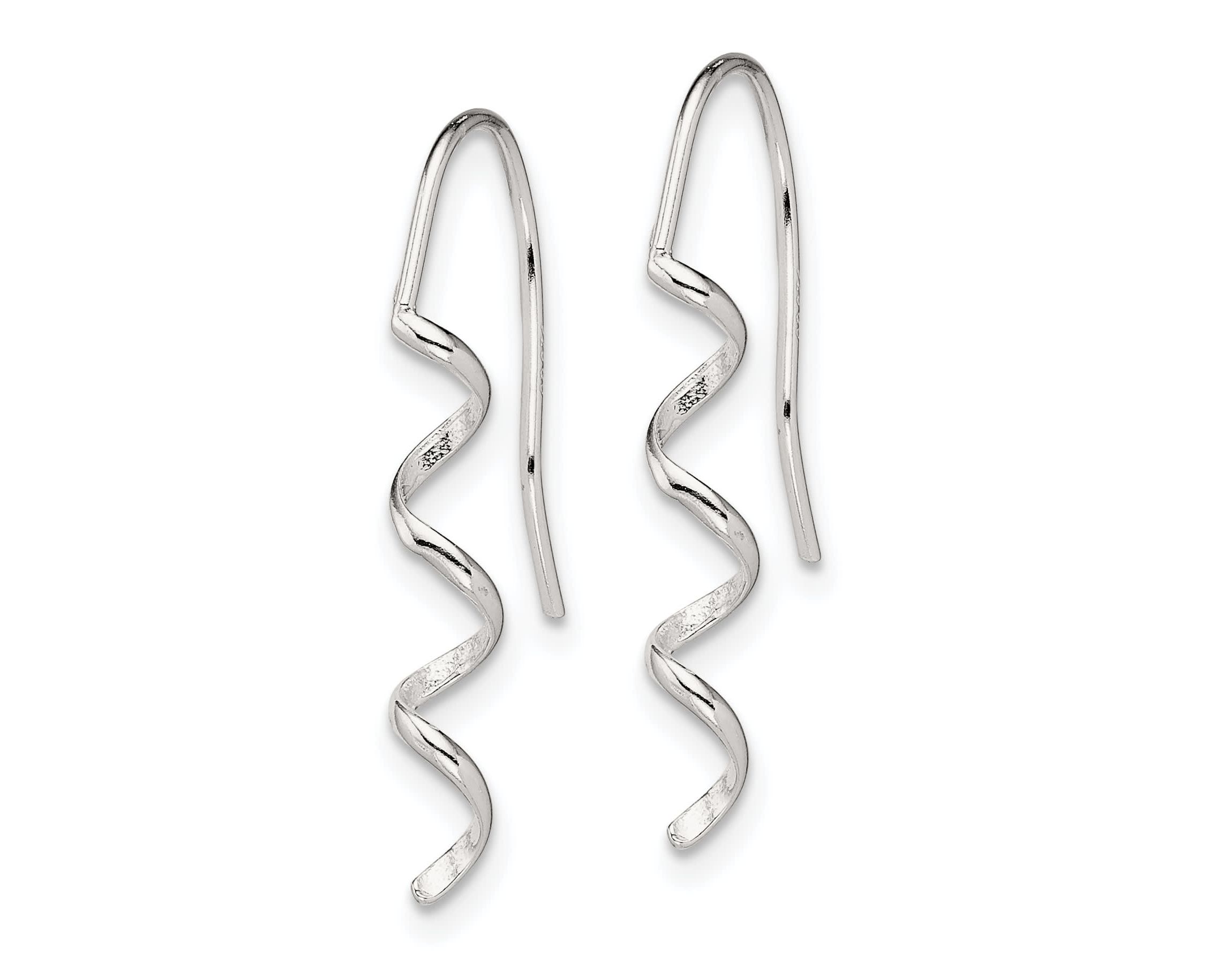 Sterling Silver Polished and Textured Spiral Dangle Earrings