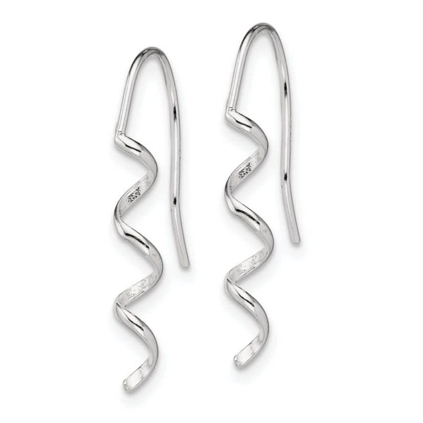 Sterling Silver Polished and Textured Spiral Dangle Earrings