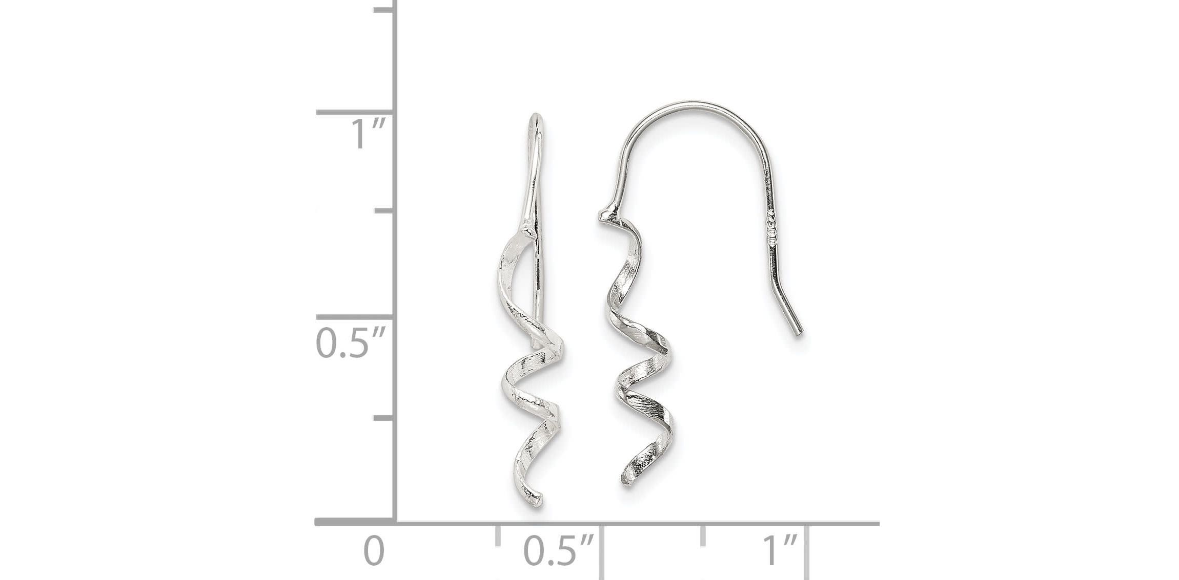 Sterling Silver Polished and Textured Spiral Dangle Earrings
