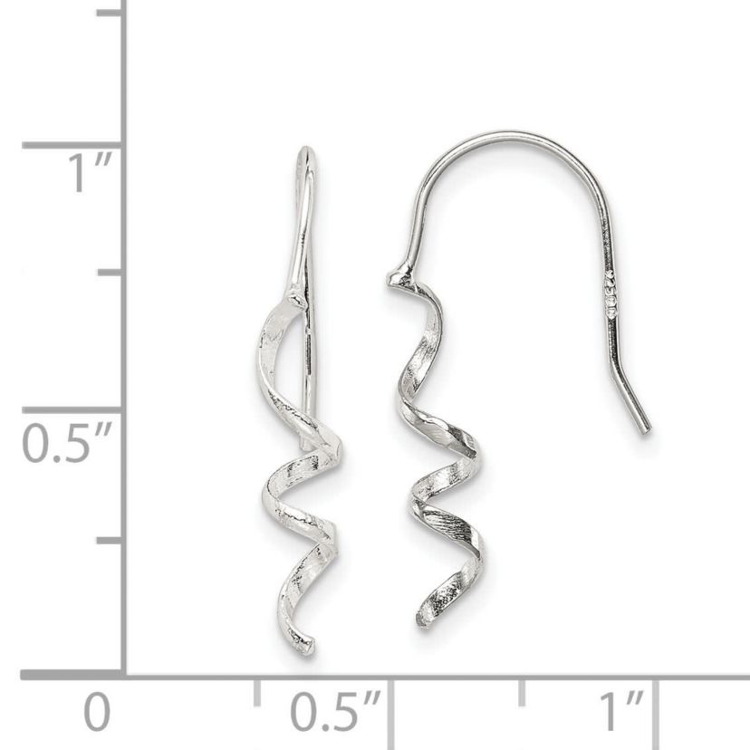 Sterling Silver Polished and Textured Spiral Dangle Earrings
