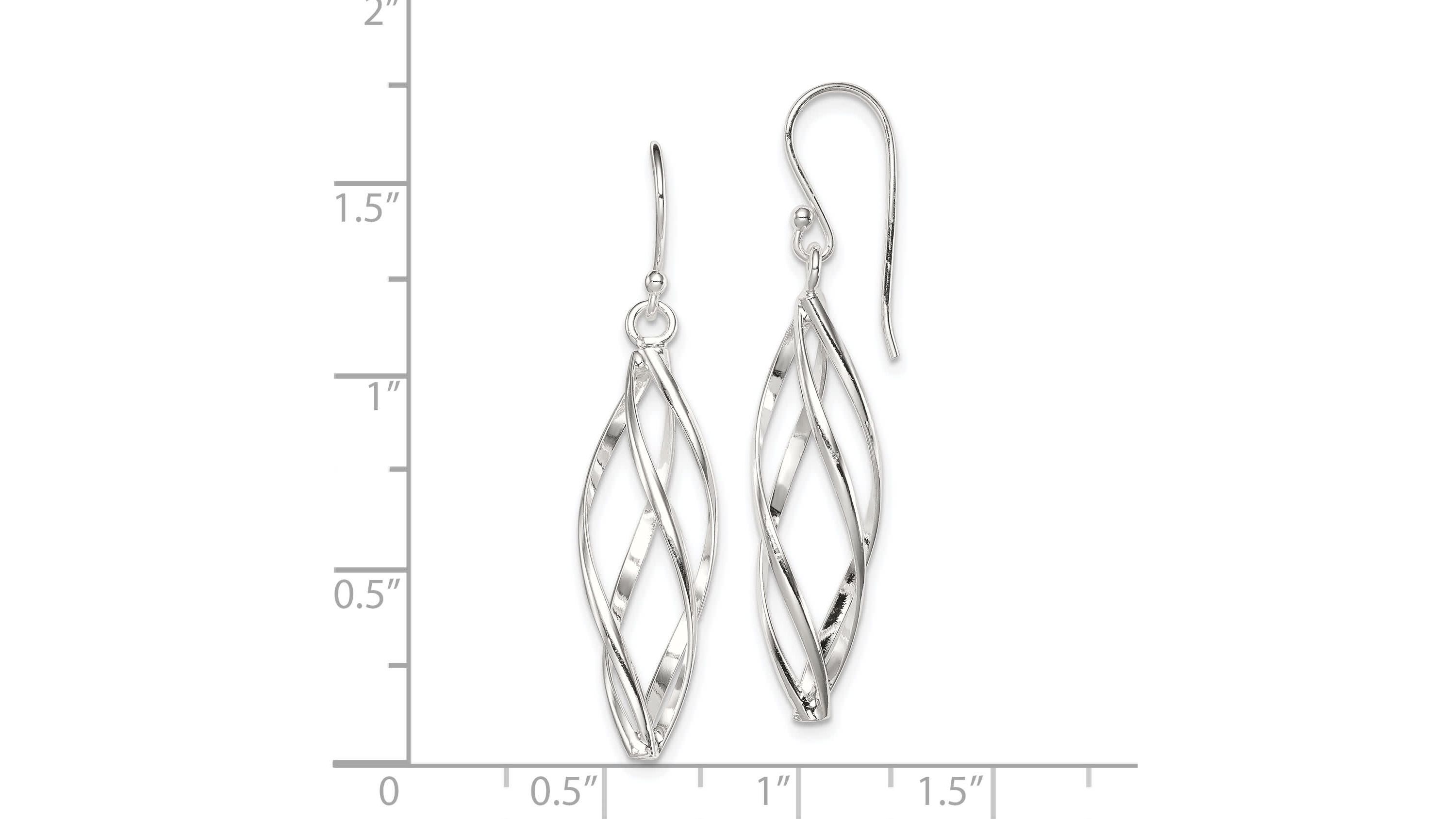 Sterling Silver Rhodium-plated Polished Long Twisted Dangle Earrings