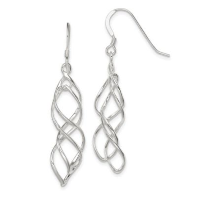 Luxury Giftware by Jere Sterling Silver Polished and Twisted Intertwined Dangle Earrings, White