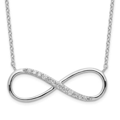Belk & Co Sterling Silver Rhodium-plated with Cubic Zirconia Infinity with 2-inch Extension Necklace, White, 16 in -  0191101194771