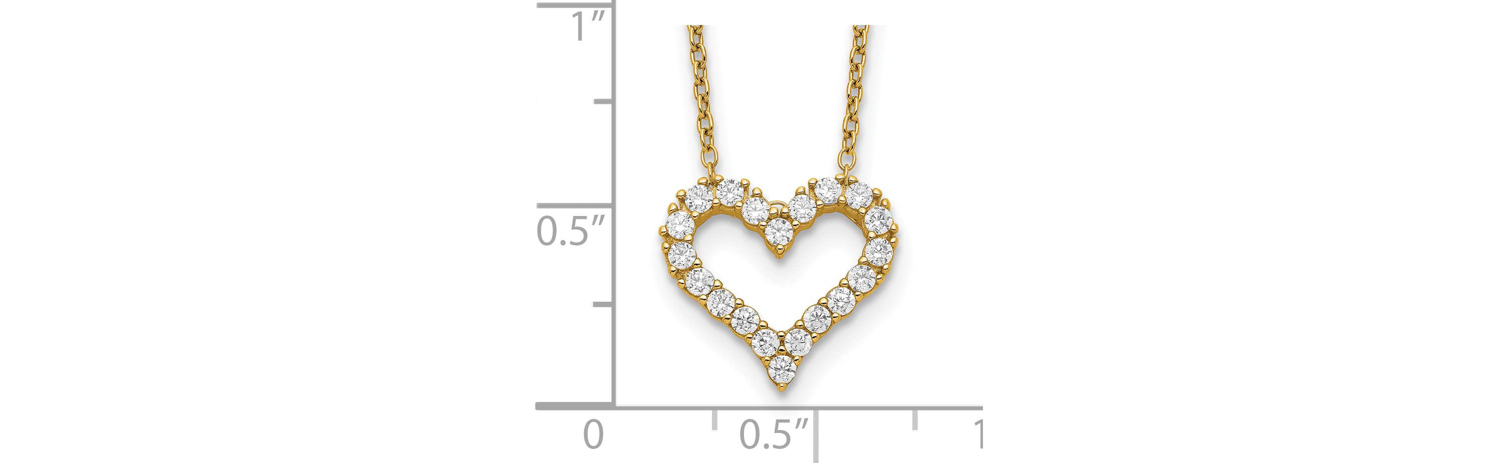 Sterling Silver Gold-tone Cubic Zirconia Heart with 2-inch Extension Necklace