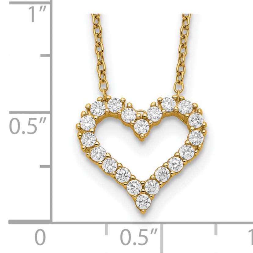 Sterling Silver Gold-tone Cubic Zirconia Heart with 2-inch Extension Necklace