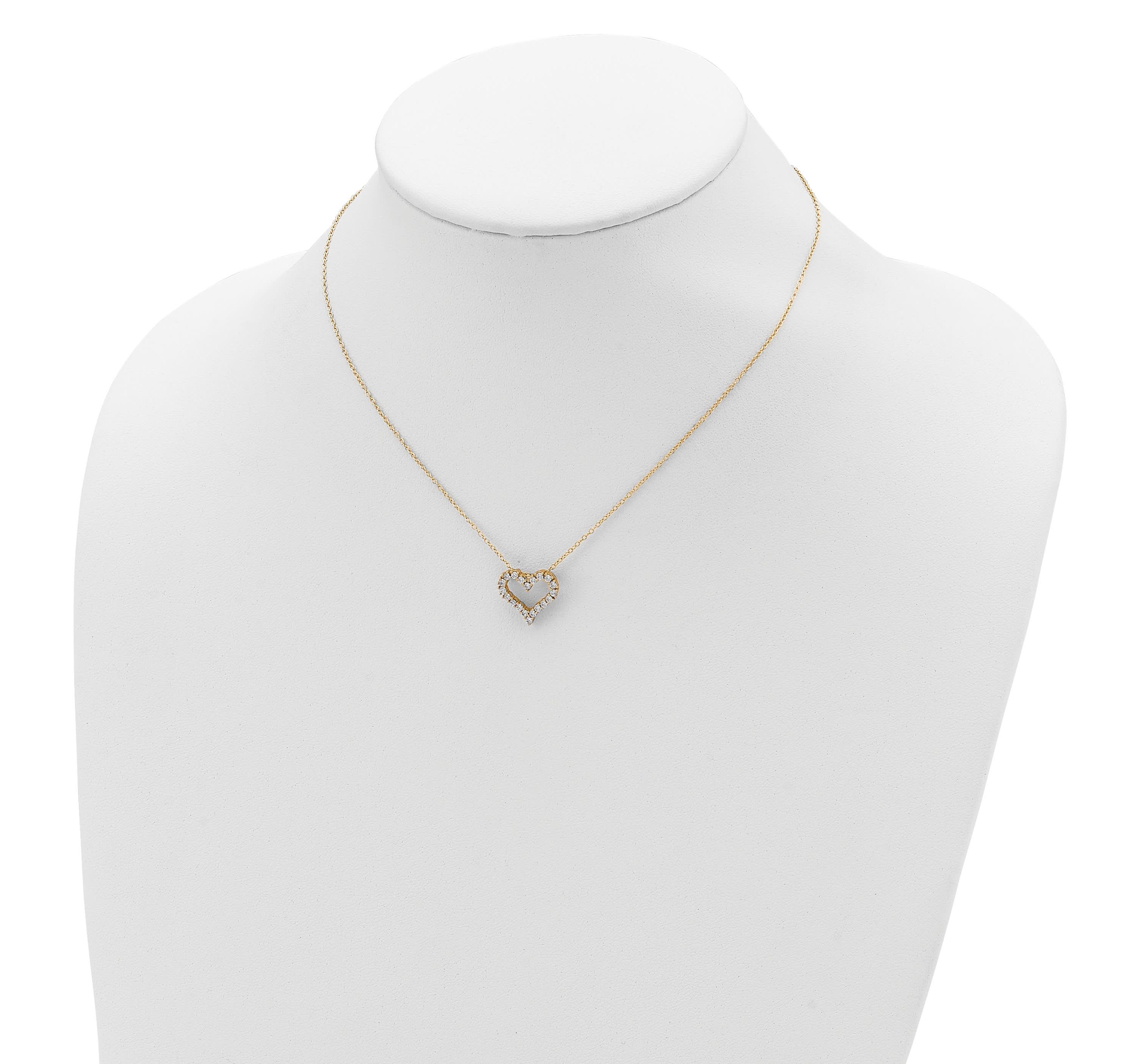 Sterling Silver Gold-tone Cubic Zirconia Heart with 2-inch Extension Necklace