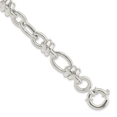 Luxury Giftware by Jere Sterling Silver Polished Fancy Link Bracelet, White, 8.5 in