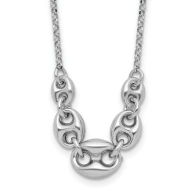 Luxury Giftware by Jere Sterling Silver Rhodium-plated 16" with 2" extender Necklace, White, 16 in