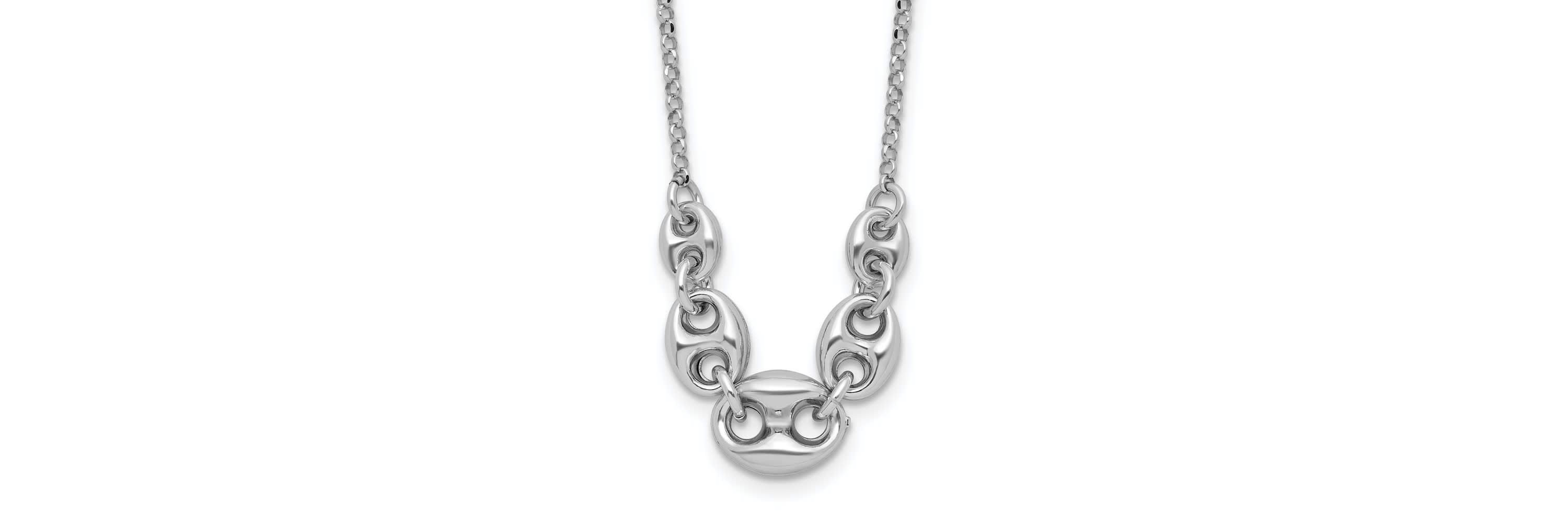 Sterling Silver Rhodium-plated 16" with 2" extender Necklace
