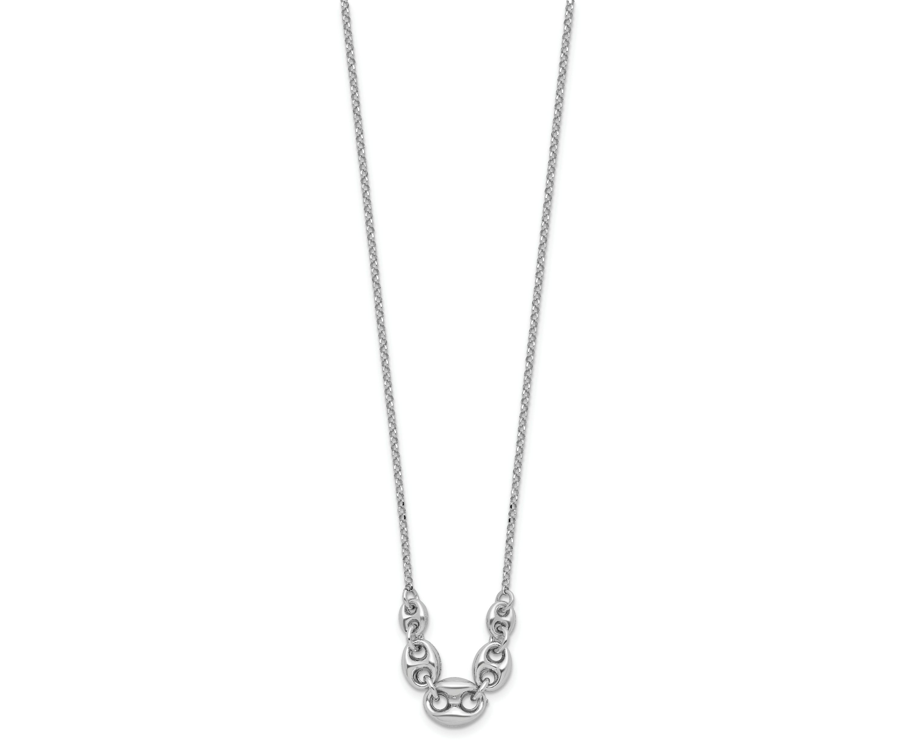 Sterling Silver Rhodium-plated 16" with 2" extender Necklace