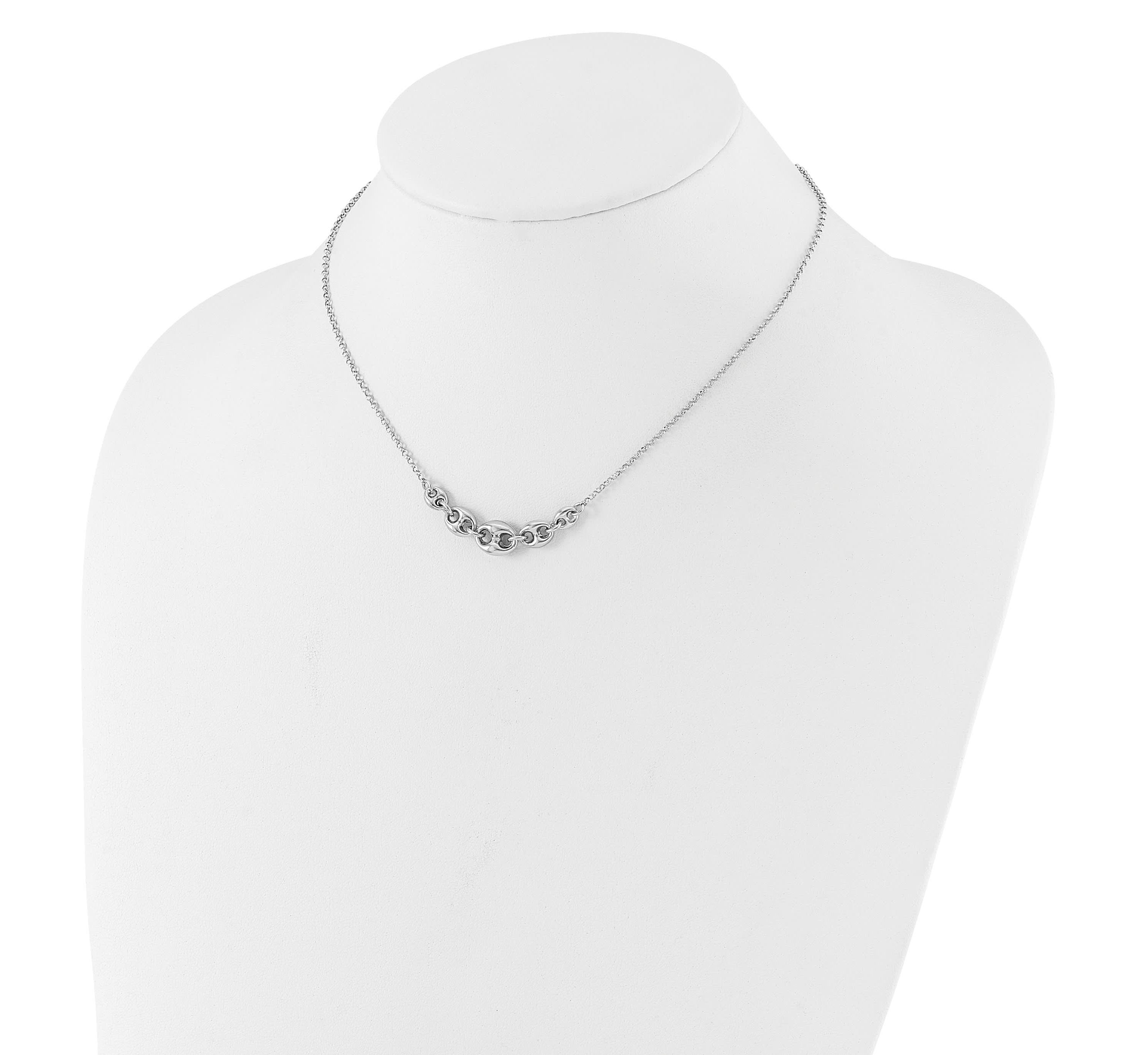 Sterling Silver Rhodium-plated 16" with 2" extender Necklace